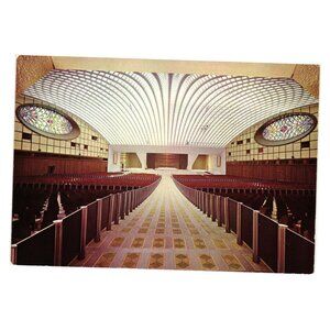 Vatican City Nuova Aula Postcard Vintage Parliament Building Meeting Hall